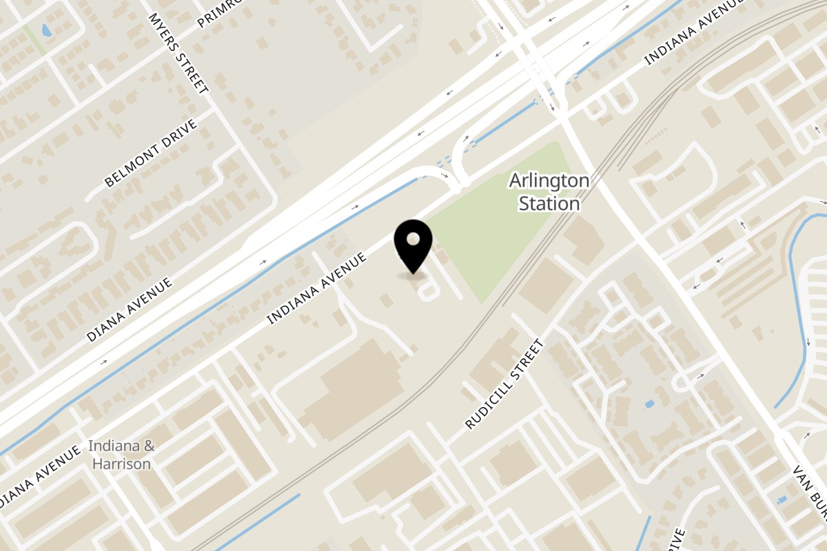 Map showing the location of Law's Restaurant & Bar on 9640 Indiana Ave in Riverside
